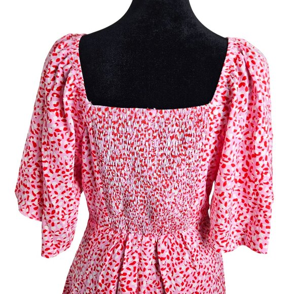 Womens Size S Floral Print Flutter Sleeve Mini Dress Tie Front Cut Out Casual - Picture 7 of 13